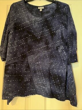 Dress Barn Navy Embellished Scoop Neck Tunic